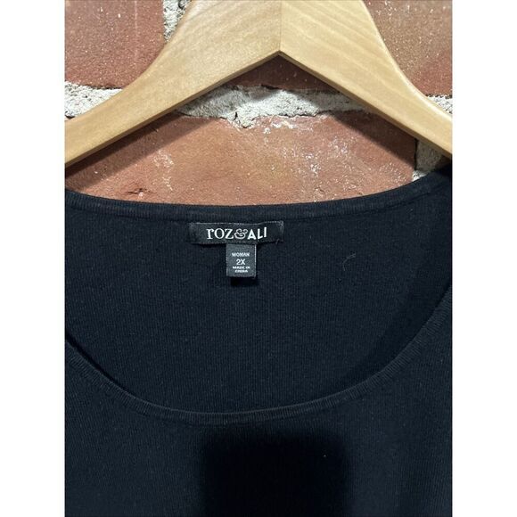 Roz and Ali Sweater Womens Plus 2X Black Rayon Blend - Picture 2 of 4